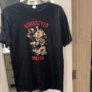 Crosseyed Skates Skull Death is Dead Black T Shirt‎ Mens Size Medium